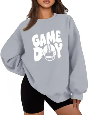 Football Mom Shirt Sunday Long Sleeve Pullover Crewneck Football Game Day Sweatshirt Fall Plus Size Outfits