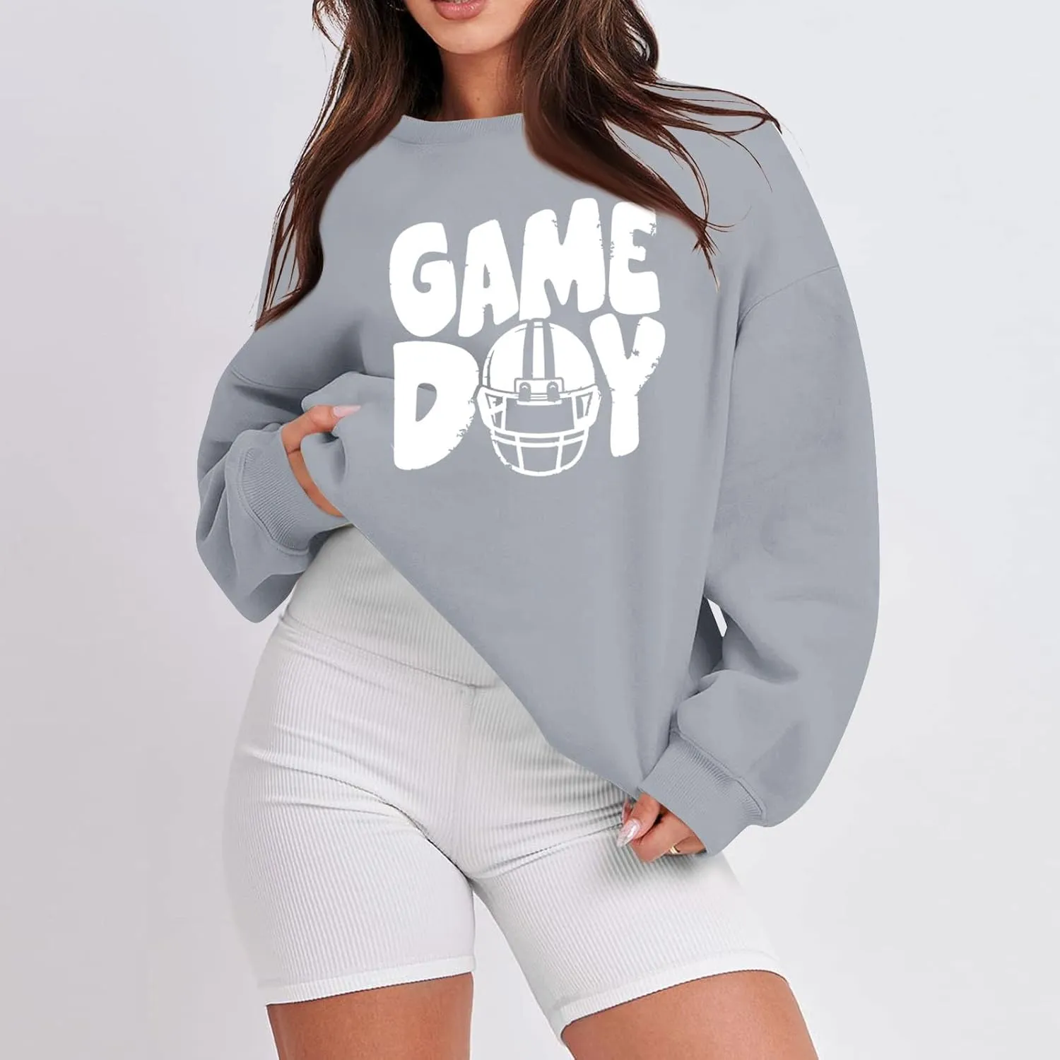 Football Mom Shirt Sunday Long Sleeve Pullover Crewneck Football Game Day Sweatshirt Fall Plus Size Outfits