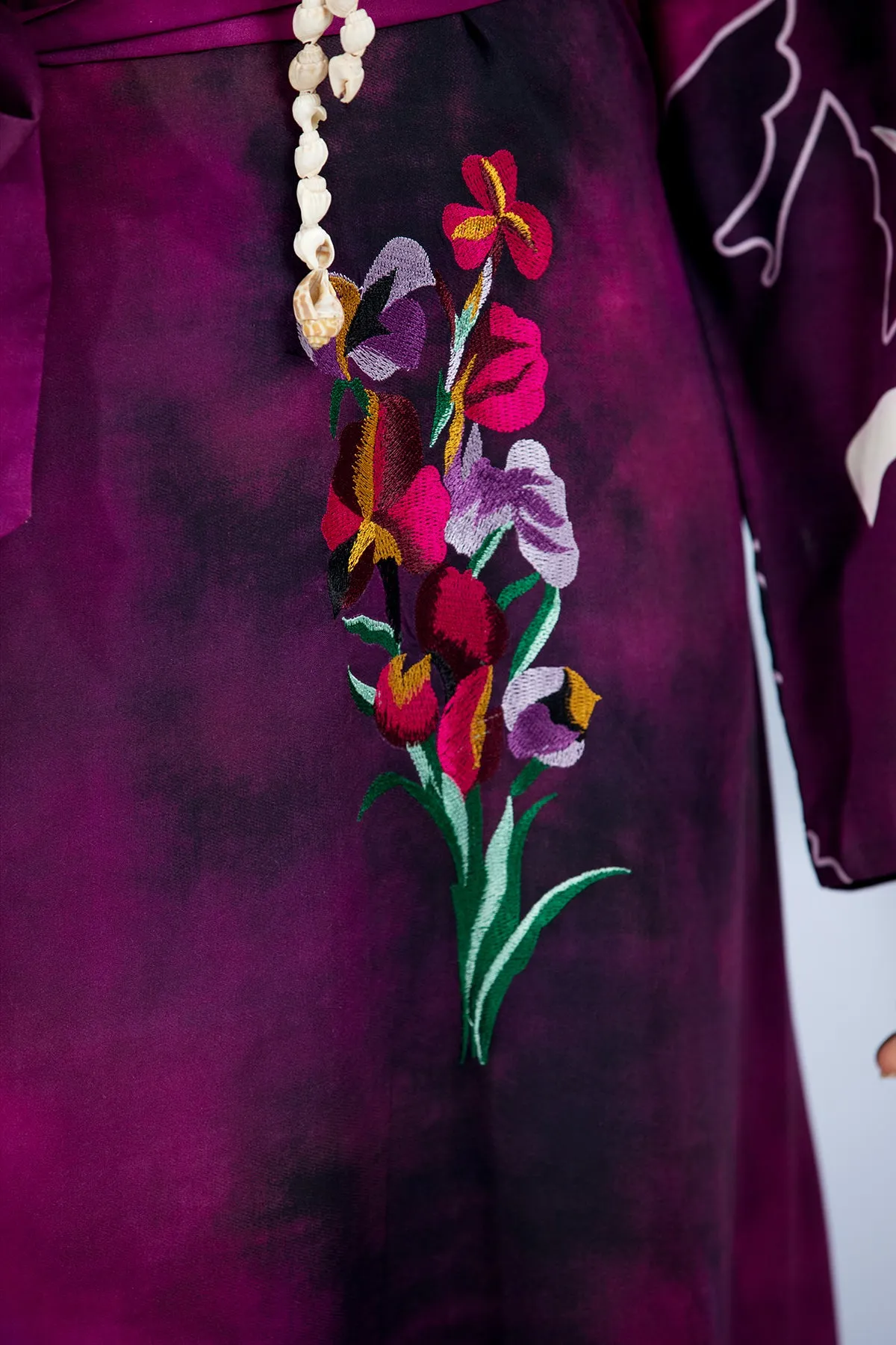 FS21-37-Micro-Modal Printed And Embroidered Long Dress
