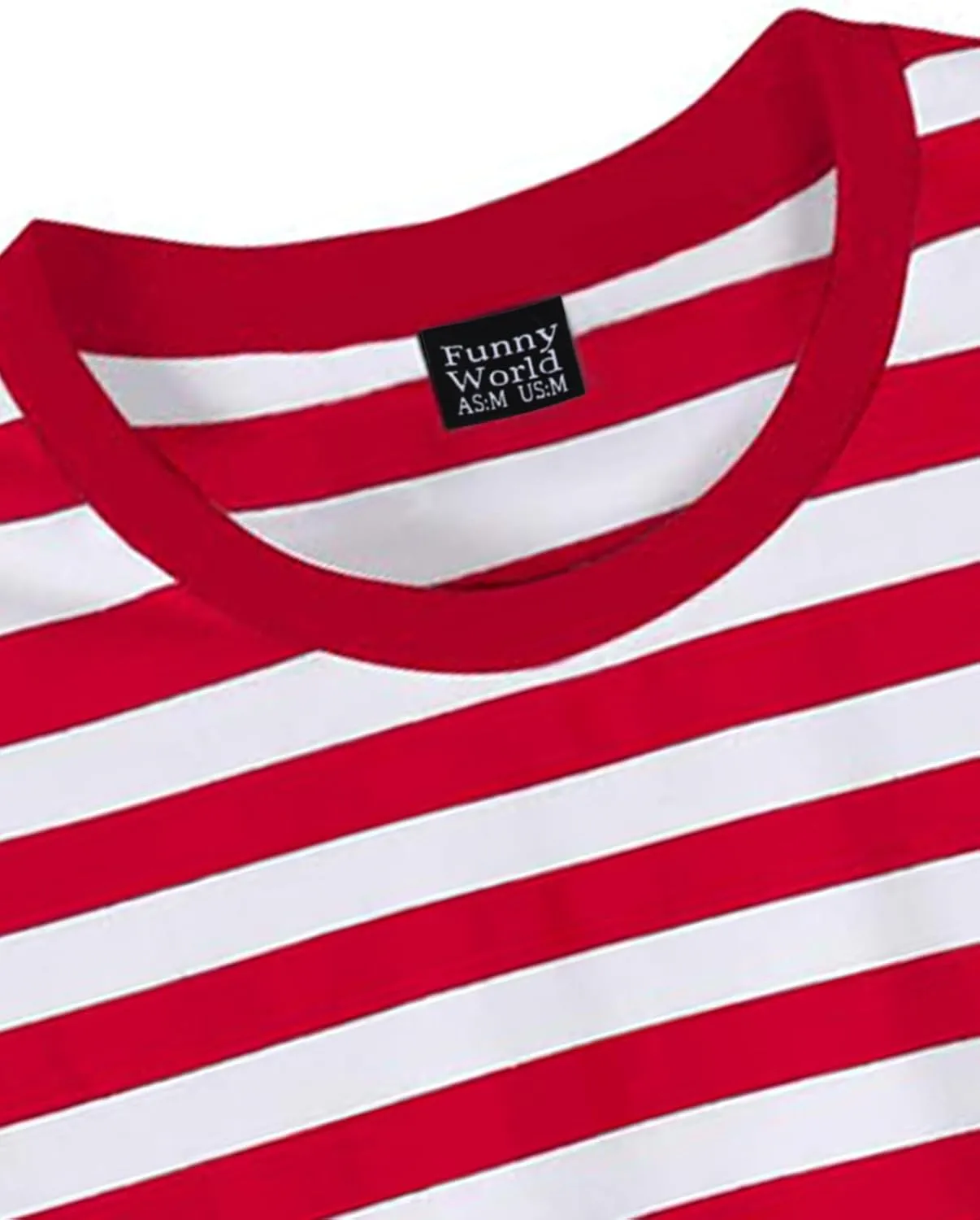 Funny World Men's Casual Cotton Striped T-Shirts Short Sleeve Crewneck Basic Tee