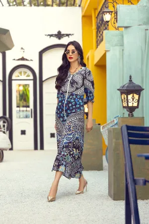 FW20-20 Digital Printed Micro Modal Long Fusion Dress - 1PC
