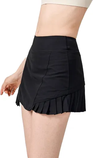 FZVYD Womens Tennis Skirt with Pockets Shorts Crossover High Waisted Athletic Skorts Skirts for Golf Running Workout Bodycon