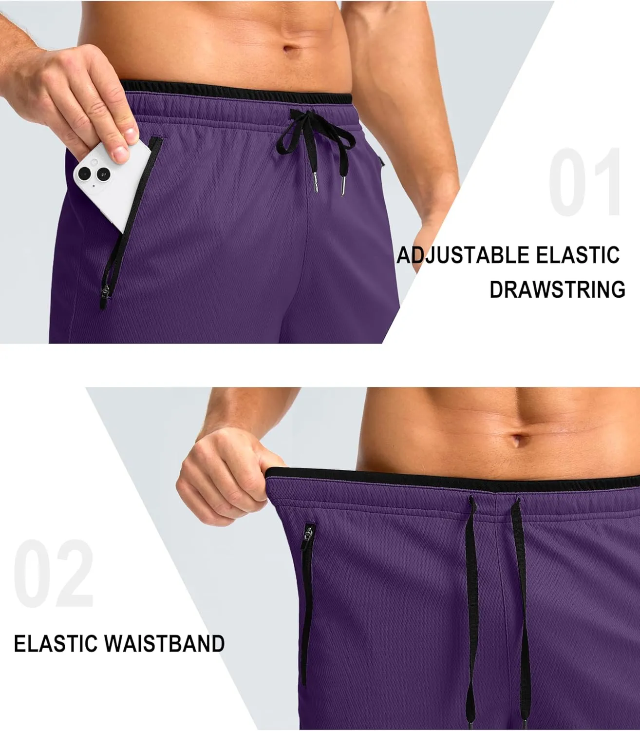 G Gradual Men's Gym Shorts wtih Zipper Pocket 9" Athletic Basketball Mesh Shorts for Men Workout Quick Dry Lightiweight