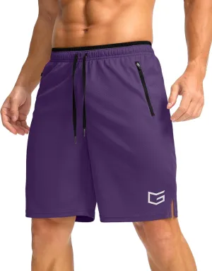 G Gradual Men's Gym Shorts wtih Zipper Pocket 9" Athletic Basketball Mesh Shorts for Men Workout Quick Dry Lightiweight