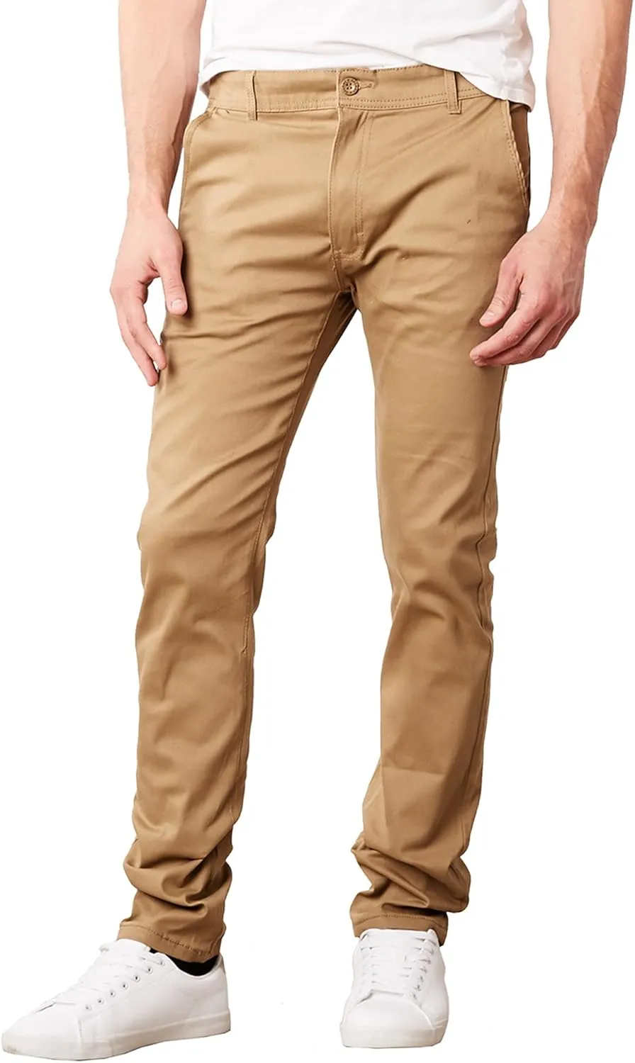 Galaxy by Harvic Mens Slim Fit Cotton Stretch Chino Pants