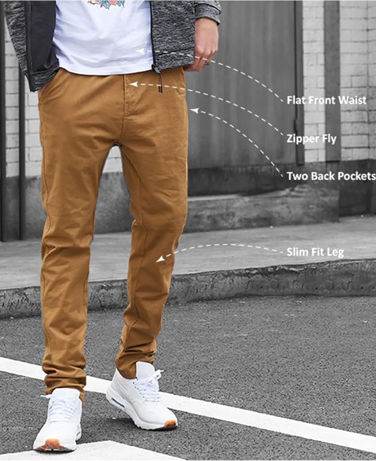 Galaxy by Harvic Men's Super Stretch Slim Fitting Chino Pants (Sizes, 30-42)