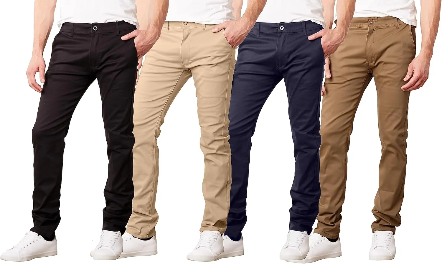 Galaxy by Harvic Men's Super Stretch Slim Fitting Chino Pants (Sizes, 30-42)
