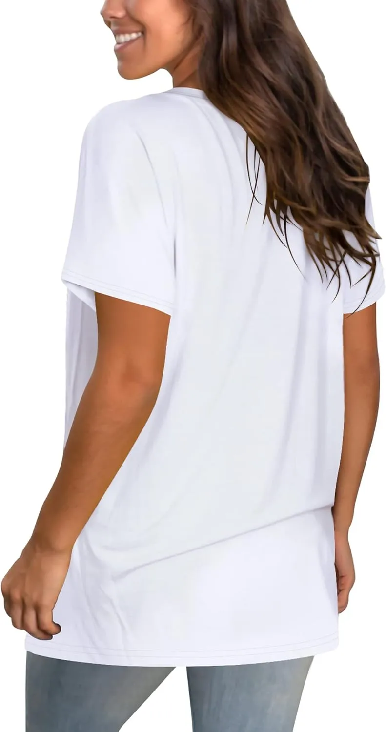 Geifa Womens T Shirts Short Sleeve V Neck Casual Summer Tops Tshirts with Pocket