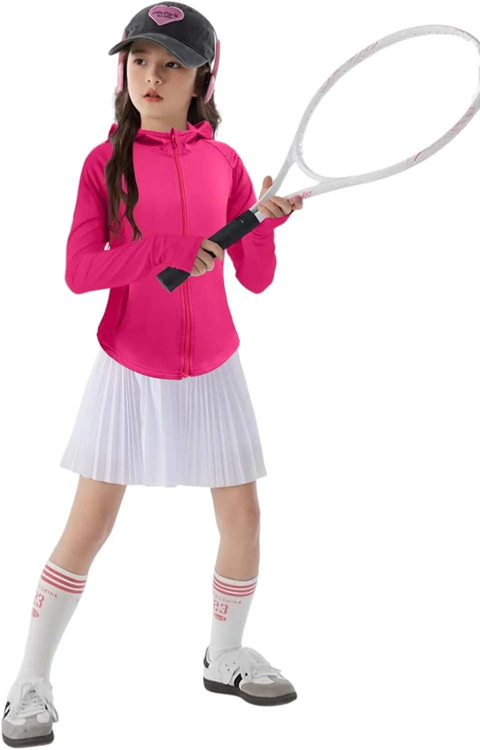 Girls Lightweight Jacket Long Sleeve Zip Up Athletic Hoodie Top UPF50  Fishing Hiking Sun Protection Outwear