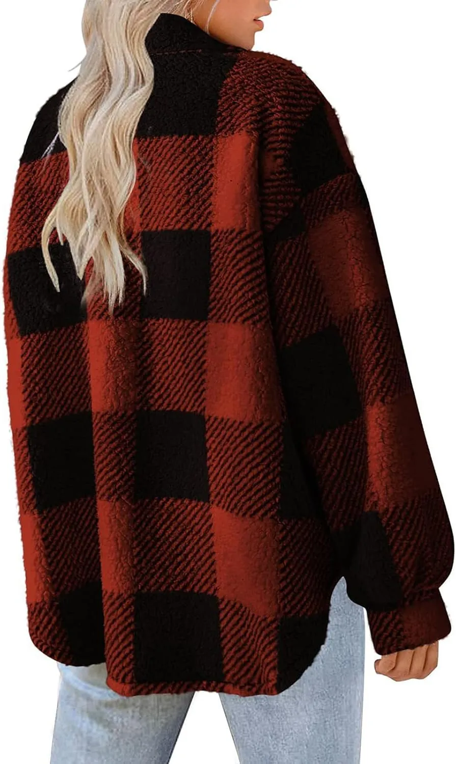 GOFULY Womens Winter Coats Casual Fuzzy Fleece Hoodies Button up Fall Sherpa Jackets Warm Plaid Cardigans Trendy Outerwear