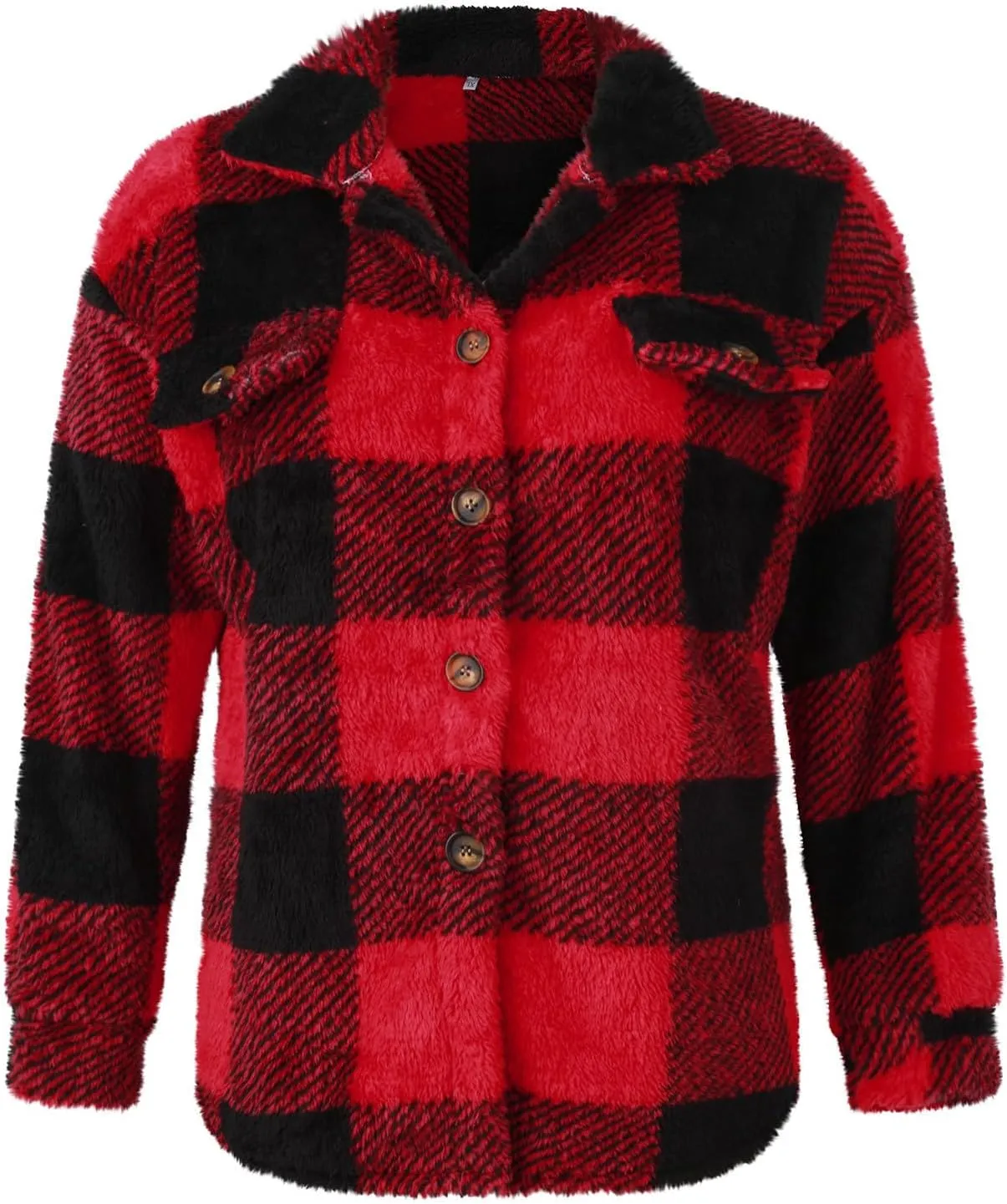 GOFULY Womens Winter Coats Casual Fuzzy Fleece Hoodies Button up Fall Sherpa Jackets Warm Plaid Cardigans Trendy Outerwear