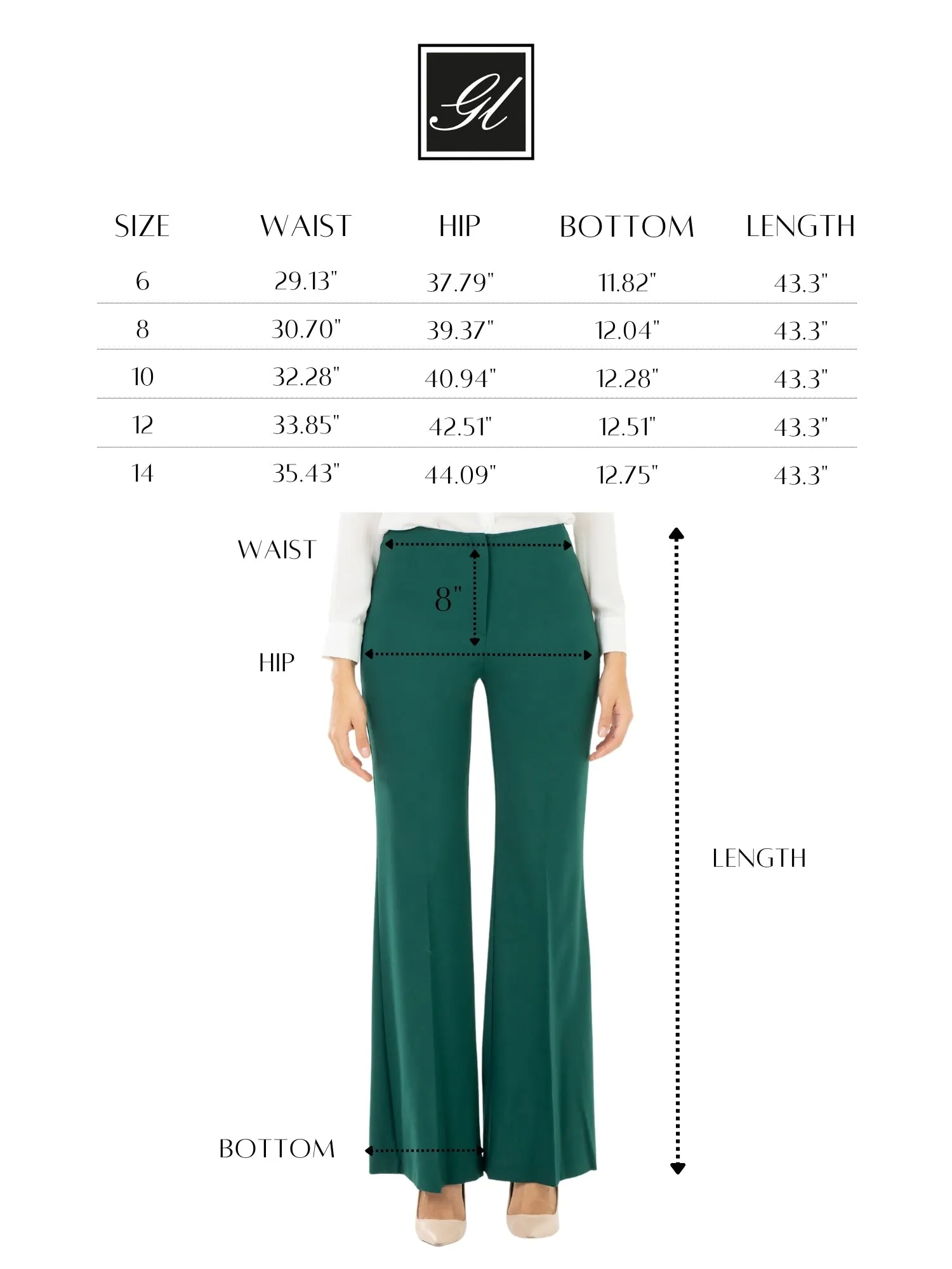 Green Bootcut Pants - High Waisted Flare Trousers