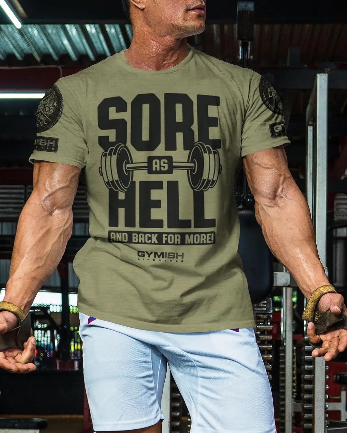Gymish Lifestyle Sore As Hell Funny Sayings Lifting T-Shirt, Workout Gym Shirts