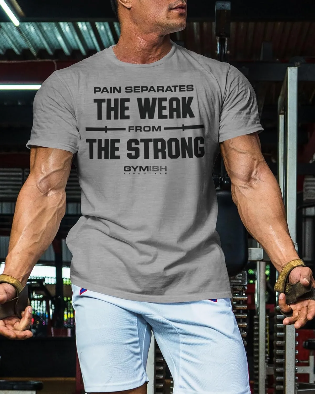 Gymish Lifestyle Weak to Strong Mens Bodybuilding T-Shirts Graphic Tees Short Sleeve Workout Shirt