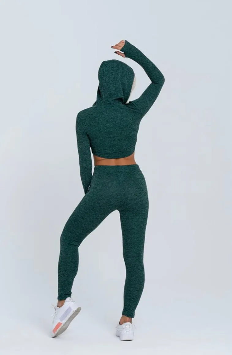 Gymwolves Women Track Suit Team | Set Of 3 | Bra | Hoodie | Bottom | | Green |