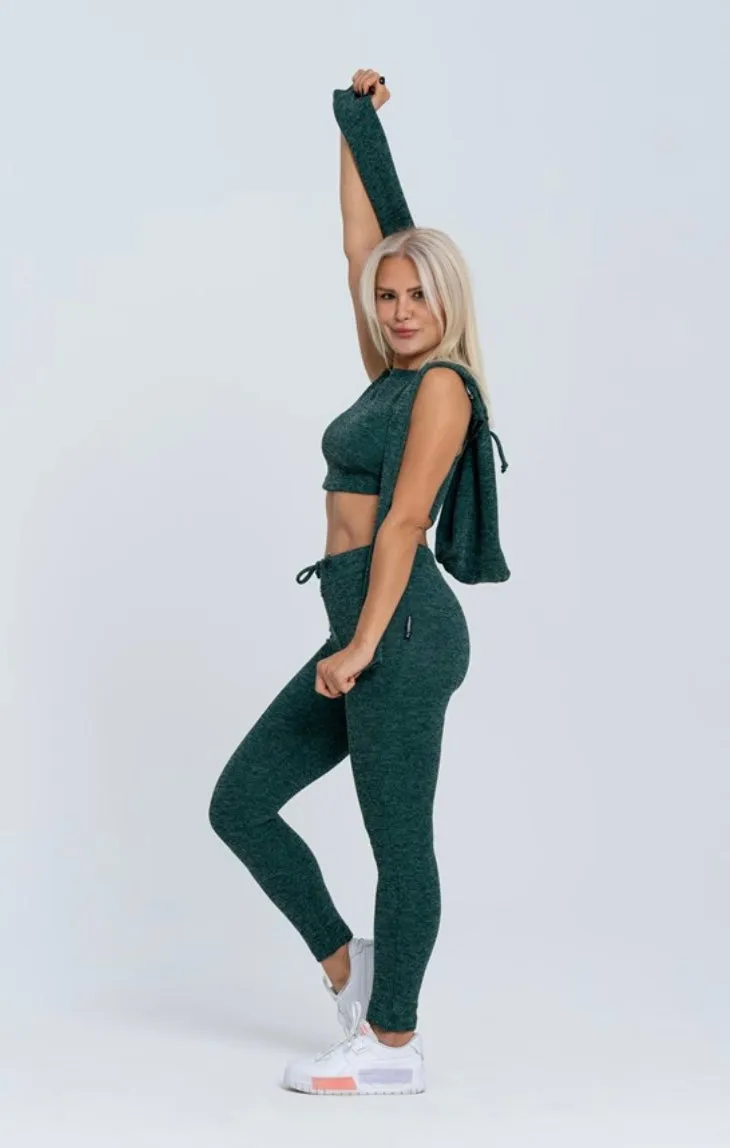 Gymwolves Women Track Suit Team | Set Of 3 | Bra | Hoodie | Bottom | | Green |