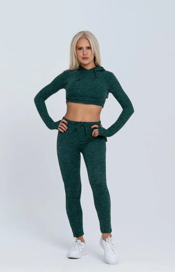 Gymwolves Women Track Suit Team | Set Of 3 | Bra | Hoodie | Bottom | | Green |