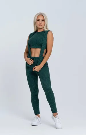 Gymwolves Women Track Suit Team | Set Of 3 | Bra | Hoodie | Bottom | | Green |