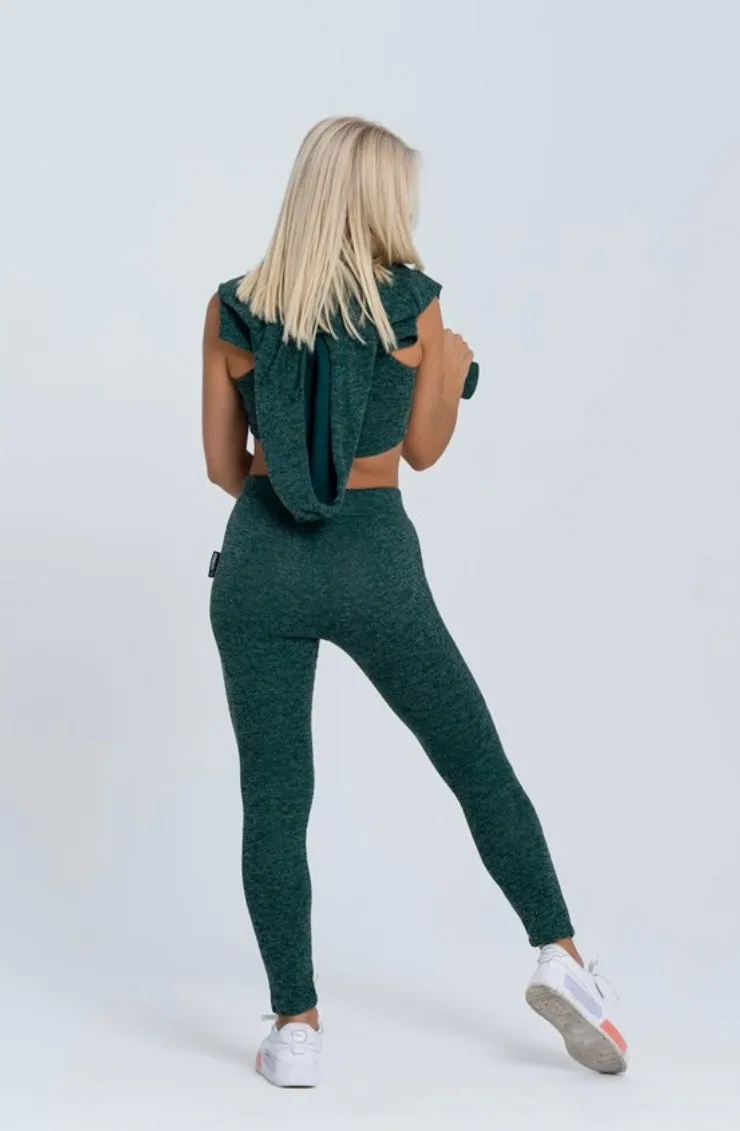 Gymwolves Women Track Suit Team | Set Of 3 | Bra | Hoodie | Bottom | | Green |