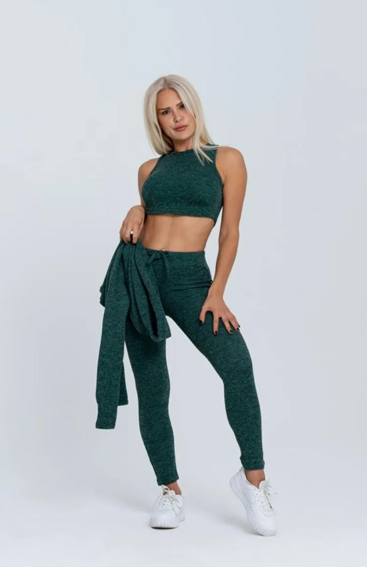 Gymwolves Women Track Suit Team | Set Of 3 | Bra | Hoodie | Bottom | | Green |