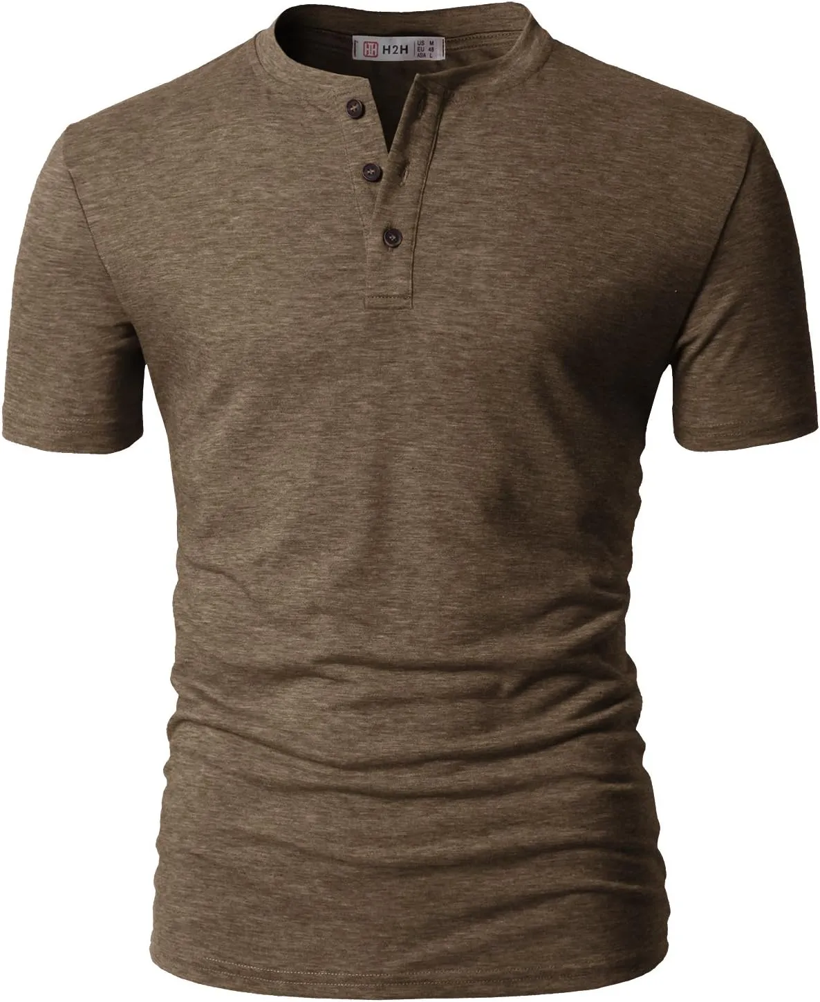 H2H Mens Casual Premium Slim Fit Henley T-Shirts Short Sleeve Lightweight