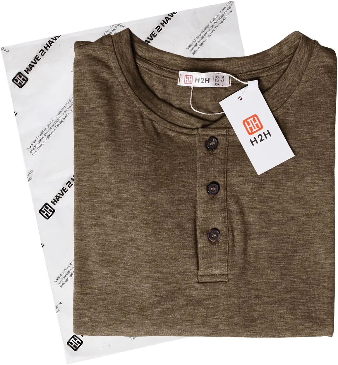 H2H Mens Casual Premium Slim Fit Henley T-Shirts Short Sleeve Lightweight