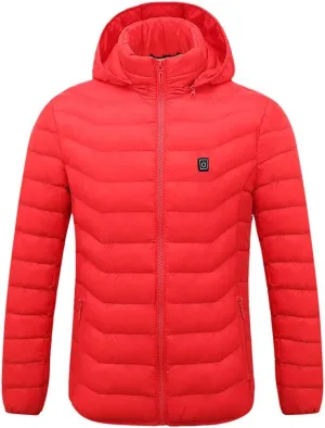 Heated Jackets for Men Lightweight Cotton Padded Coat Zip Hooded Down Outerwear with 5V Smart Usb Not Include Charger