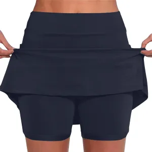 High Waisted Tennis Skirt for Women with Inner Shorts Plus Size Athletic Skorts Solid Casual Workout Built-in Shorts