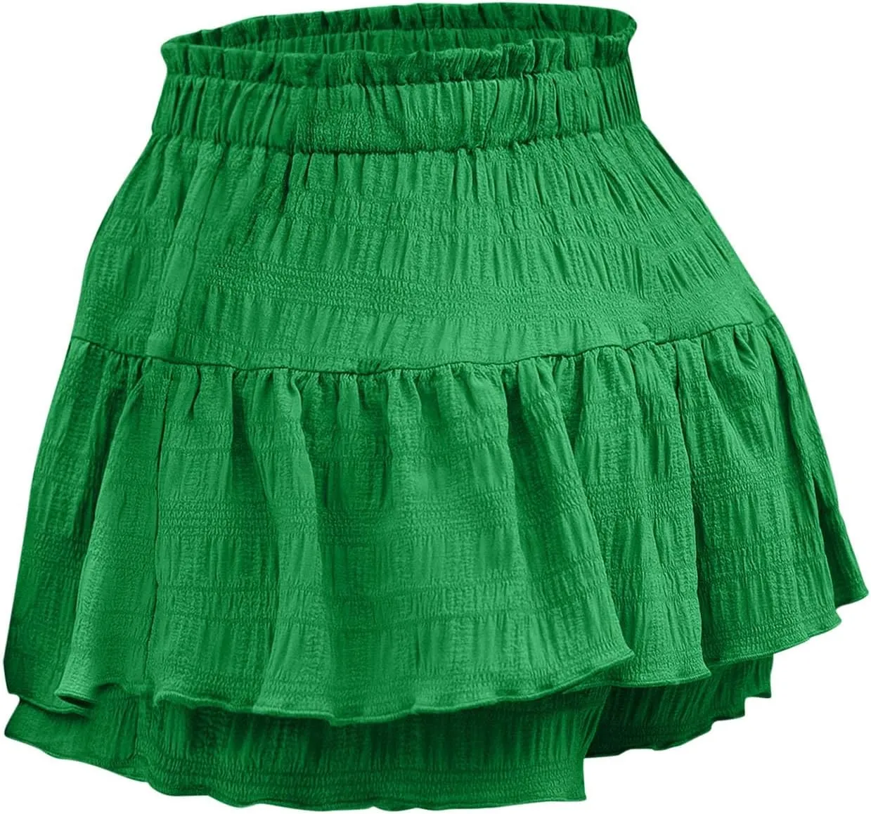 hlysgo Flowy Shorts for Women Casual Boho Ruffle Tiered Skorts High Waisted Drawstring Mini Skirts Tennis Comfy Shorts 2025