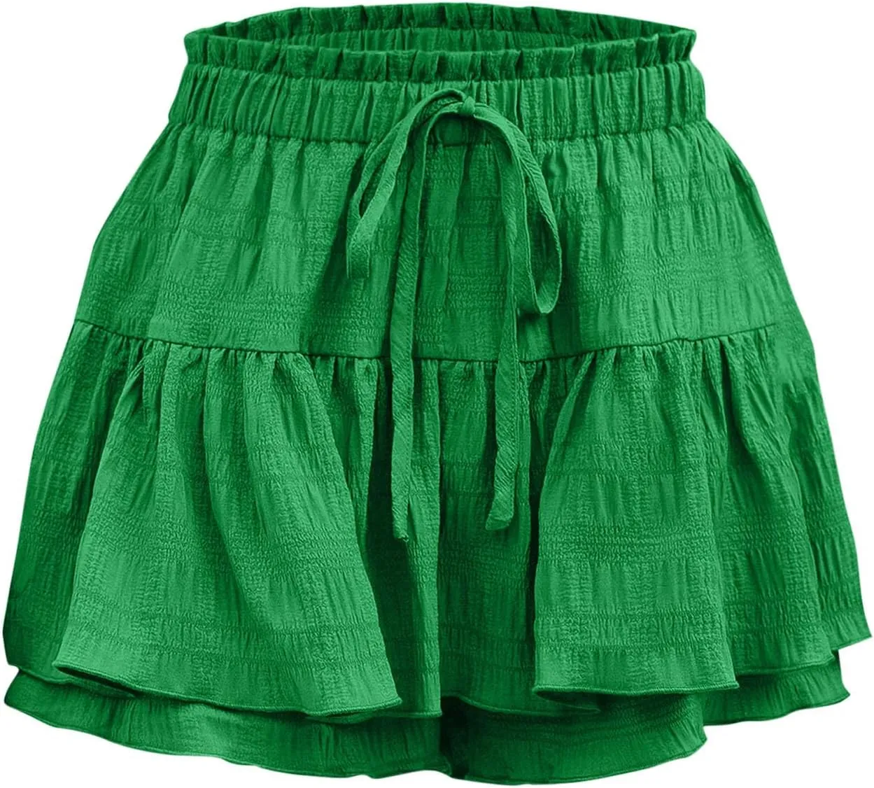 hlysgo Flowy Shorts for Women Casual Boho Ruffle Tiered Skorts High Waisted Drawstring Mini Skirts Tennis Comfy Shorts 2025