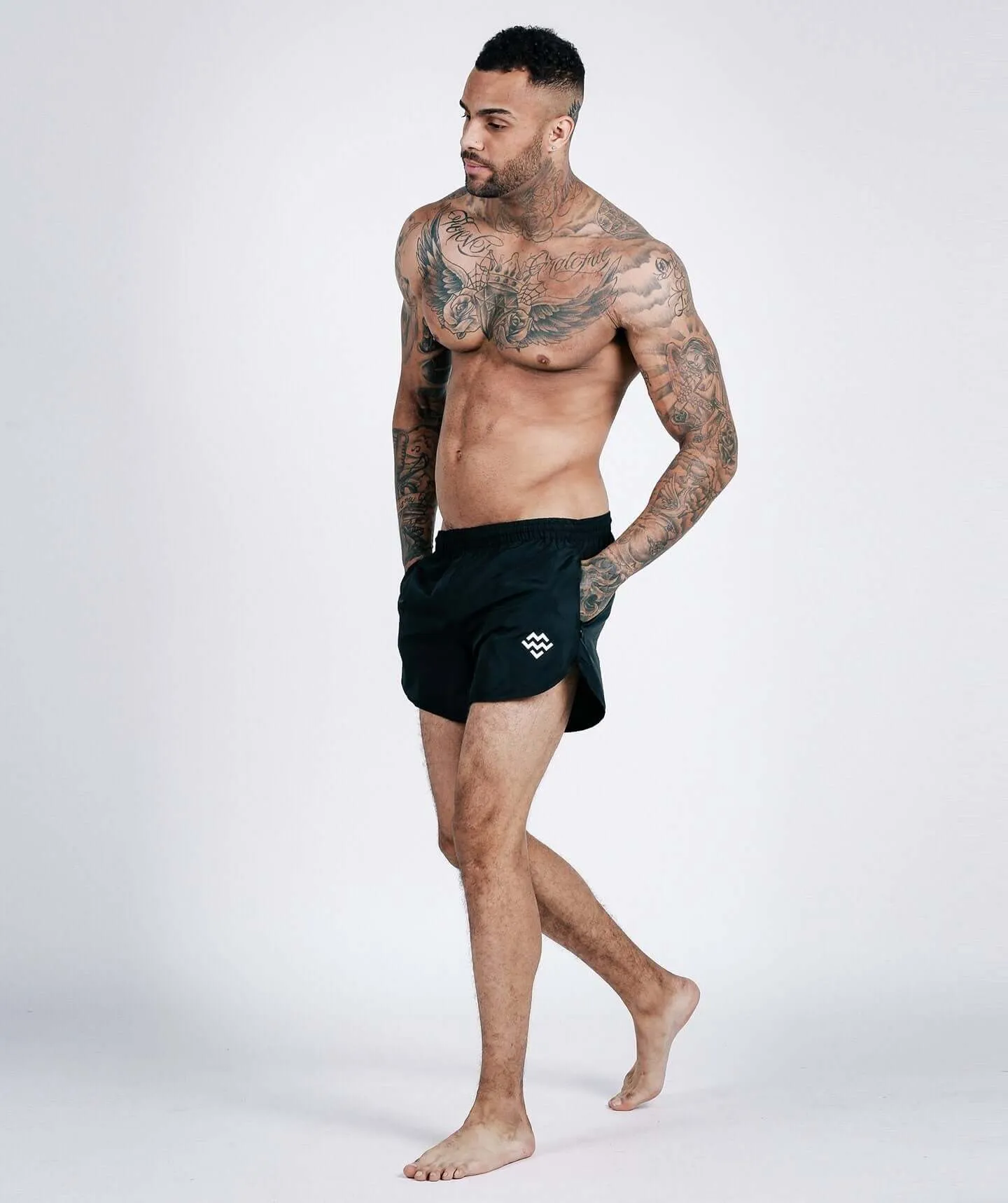 Hybrid Gym/Swim Shorts (Black/White)