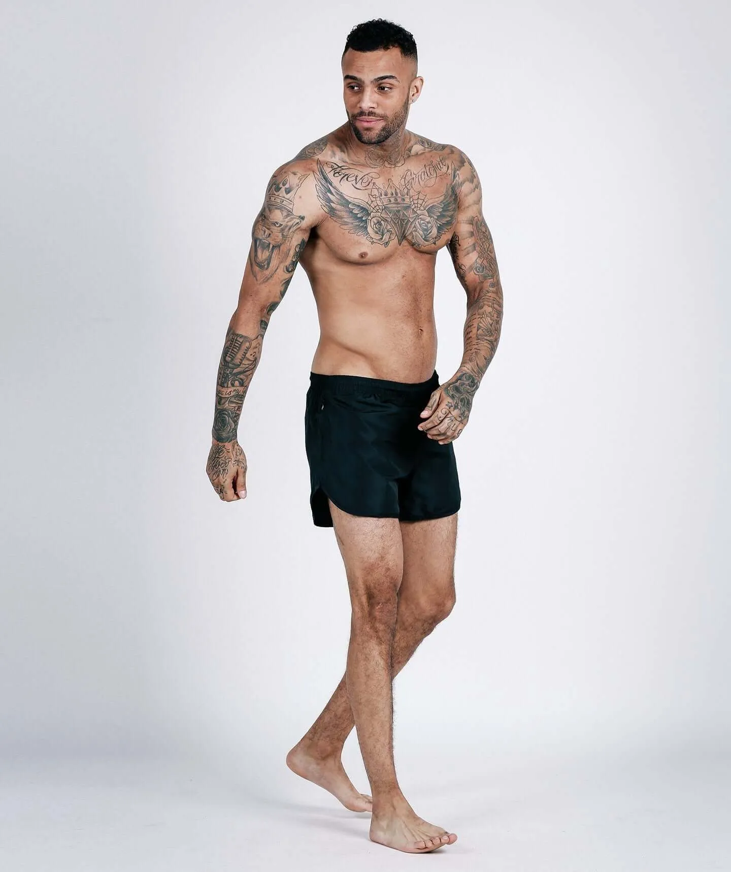 Hybrid Gym/Swim Shorts (Black/White)