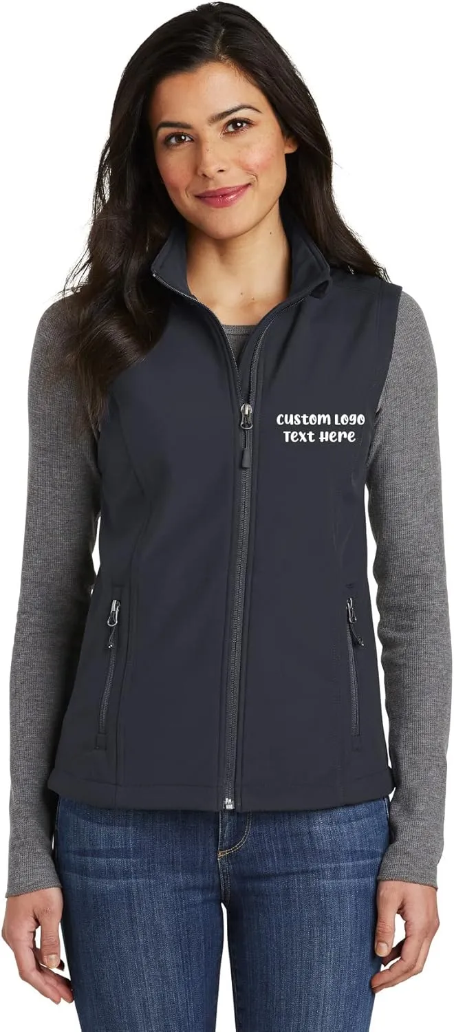 INK STITCH Ladies Custom Embroidery Design Your Own Logo Text Soft Shell Vests