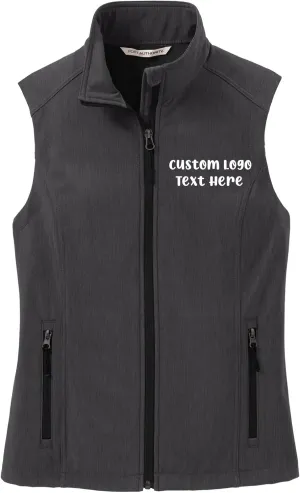 INK STITCH Ladies Custom Embroidery Design Your Own Logo Text Soft Shell Vests