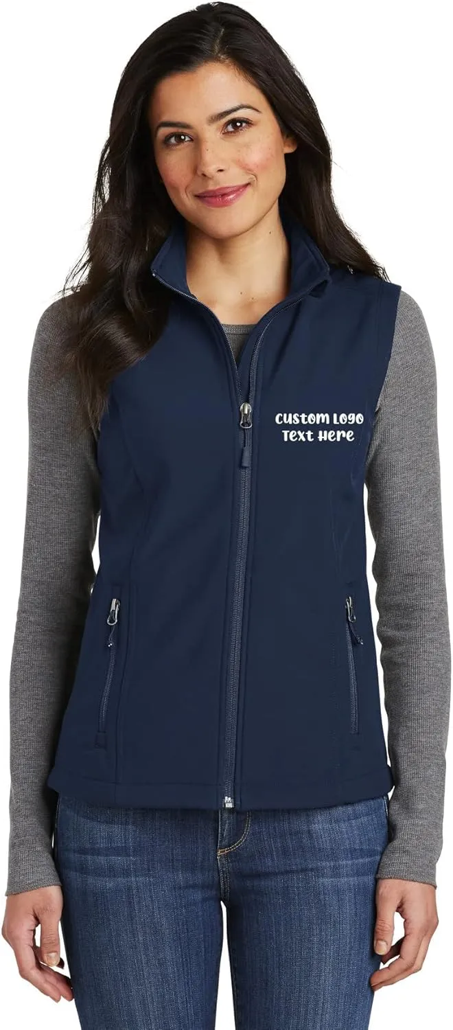 INK STITCH Ladies Custom Embroidery Design Your Own Logo Text Soft Shell Vests