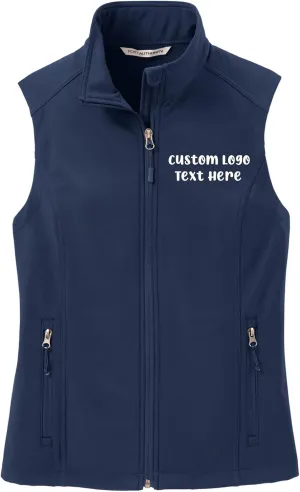 INK STITCH Ladies Custom Embroidery Design Your Own Logo Text Soft Shell Vests