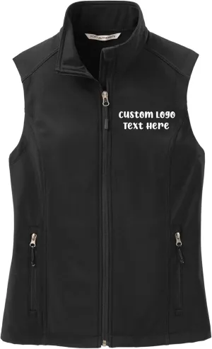 INK STITCH Ladies Custom Embroidery Design Your Own Logo Text Soft Shell Vests