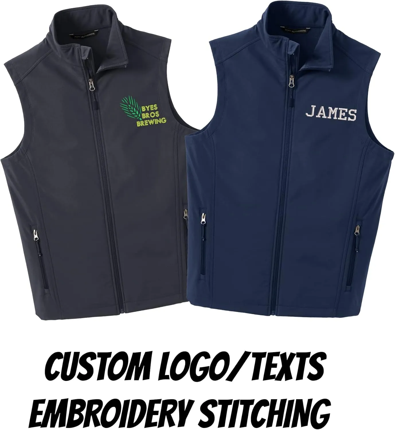 INK STITCH Men Custom Embroidery Design Your Own Logo Text Soft Shell Vests