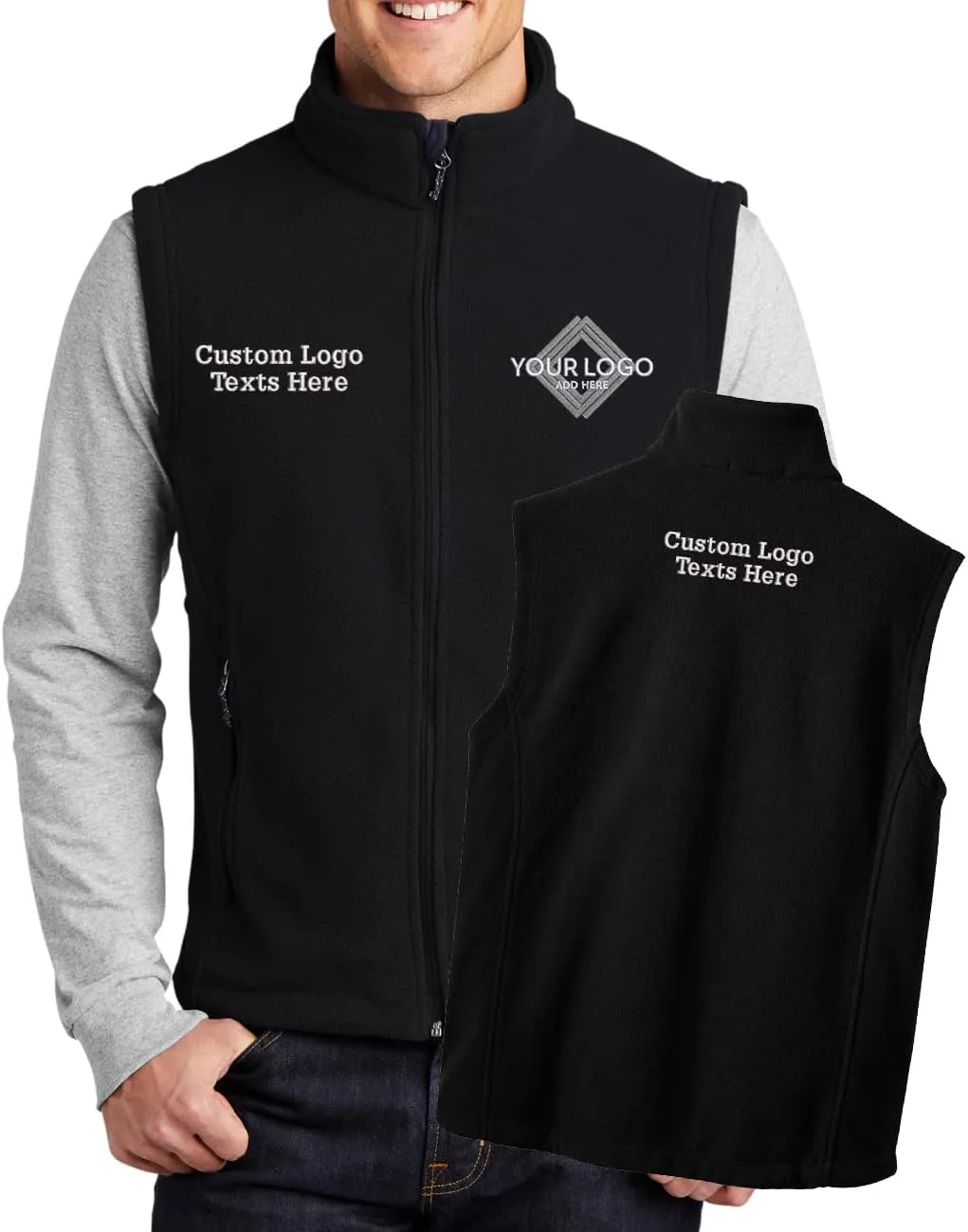 INK STITCH Men F219 Custom Embroidery Add Logo Texts Personalized Fleece Vests