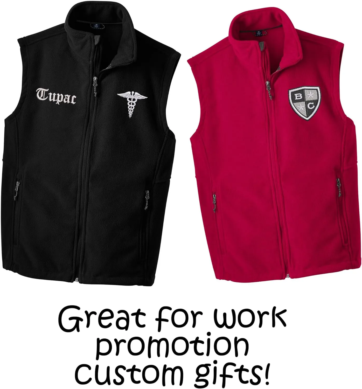 INK STITCH Men F219 Custom Embroidery Add Logo Texts Personalized Fleece Vests