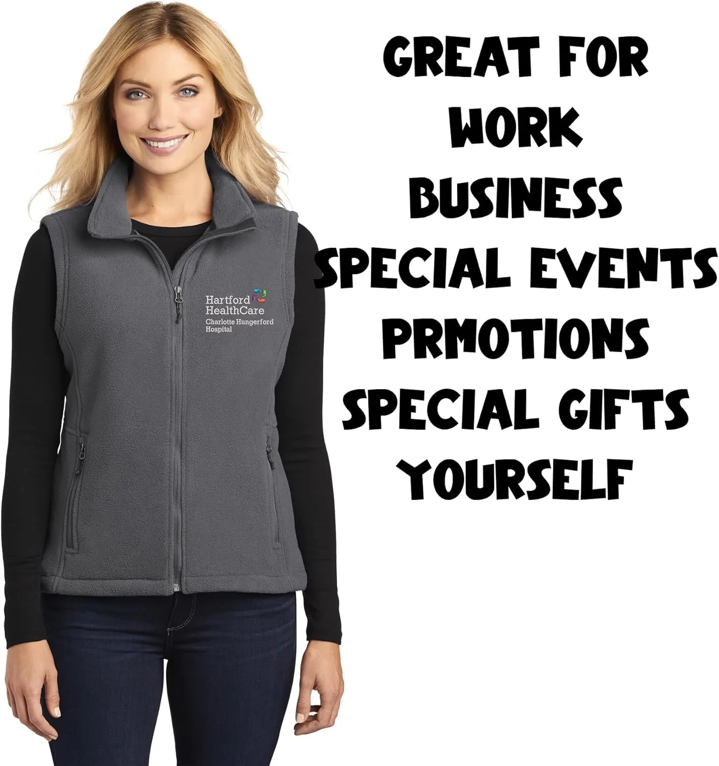 INK STITCH Women L219 Custom Embroidery Add Logo Texts Personalized Fleece Vests
