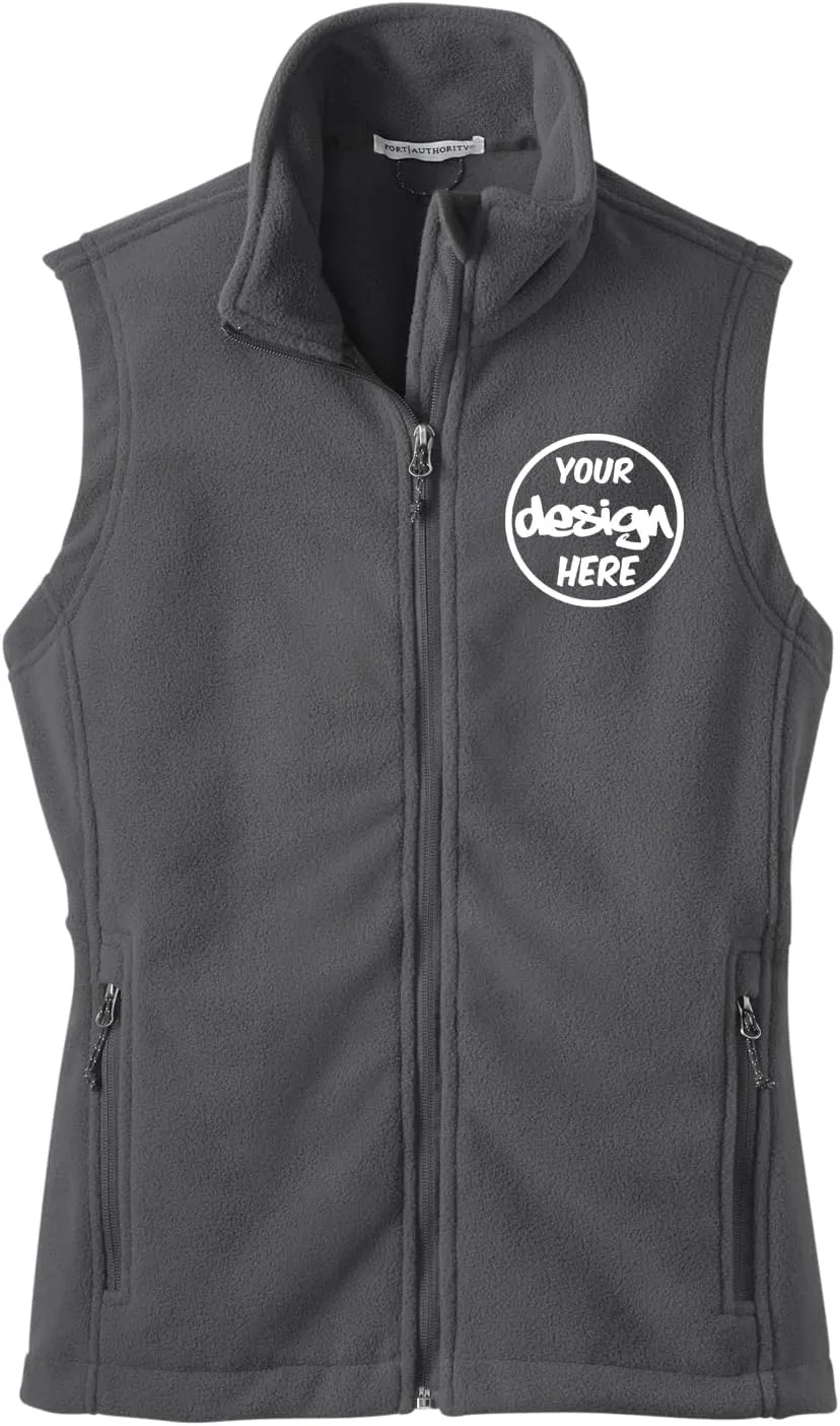 INK STITCH Women L219 Custom Embroidery Add Logo Texts Personalized Fleece Vests