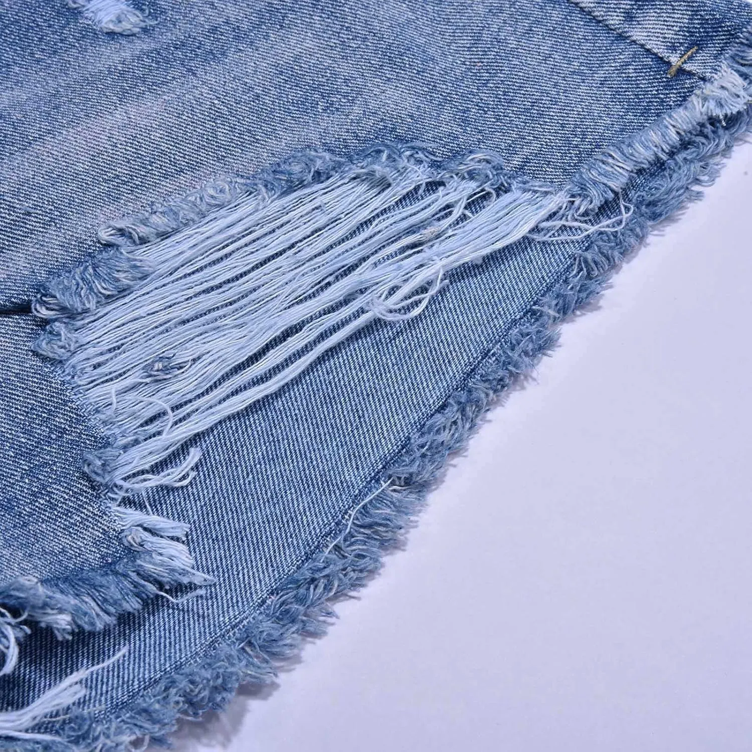 Jeans Shorts For Women Trendy Mid Rise Ripped Denim Shorts Summer Stretch Distressed Frayed Raw Hem Hot Short Jeans