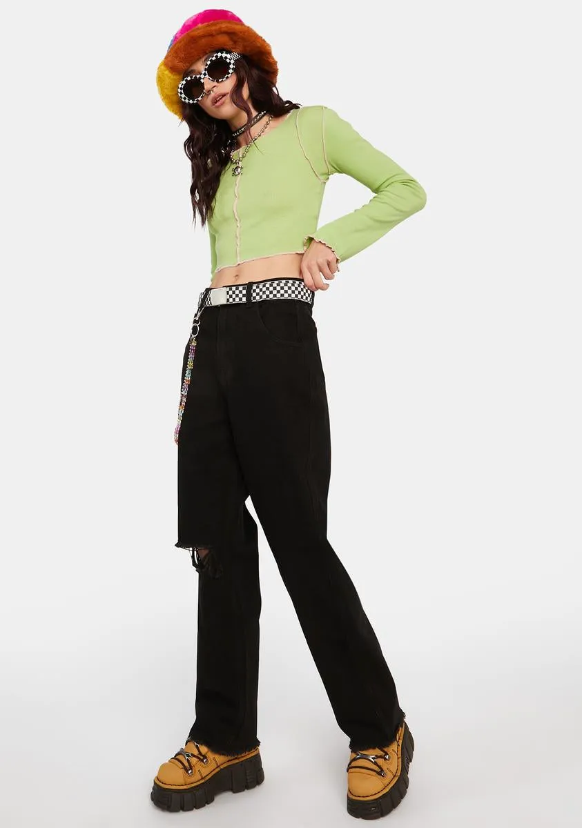 Jeans With Beaded Chain