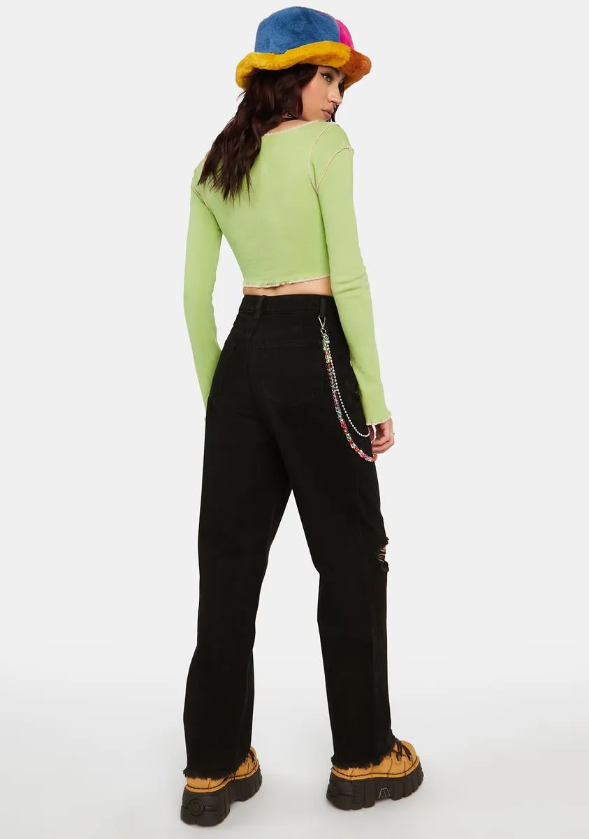 Jeans With Beaded Chain