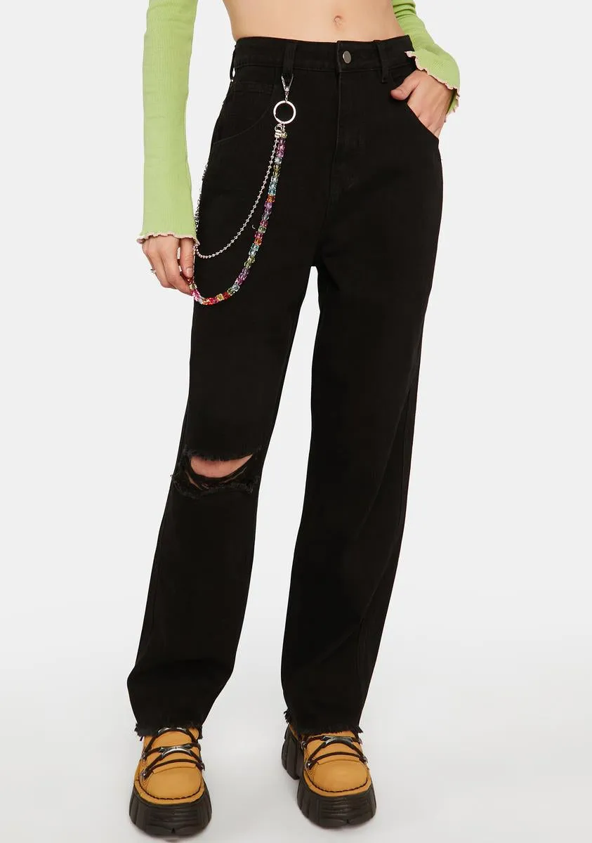 Jeans With Beaded Chain