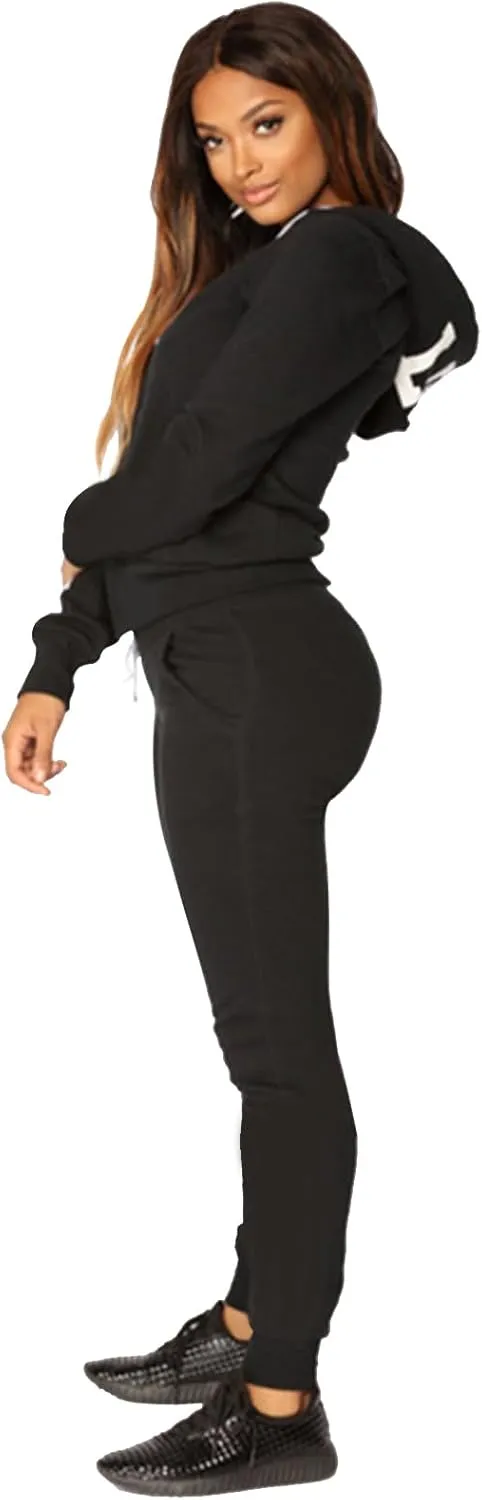 JIHUILAI Two Piece Tracksuit For Women Long Sleeve Stripe Zipper Jacket With Sweatpants Jogger Hoodie Sweatsuit Workout Set
