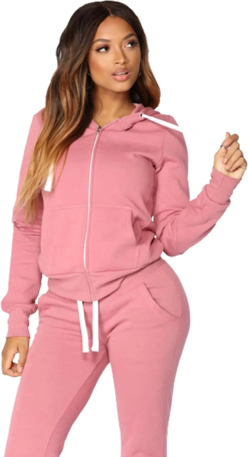 JIHUILAI Two Piece Tracksuit For Women Long Sleeve Stripe Zipper Jacket With Sweatpants Jogger Hoodie Sweatsuit Workout Set