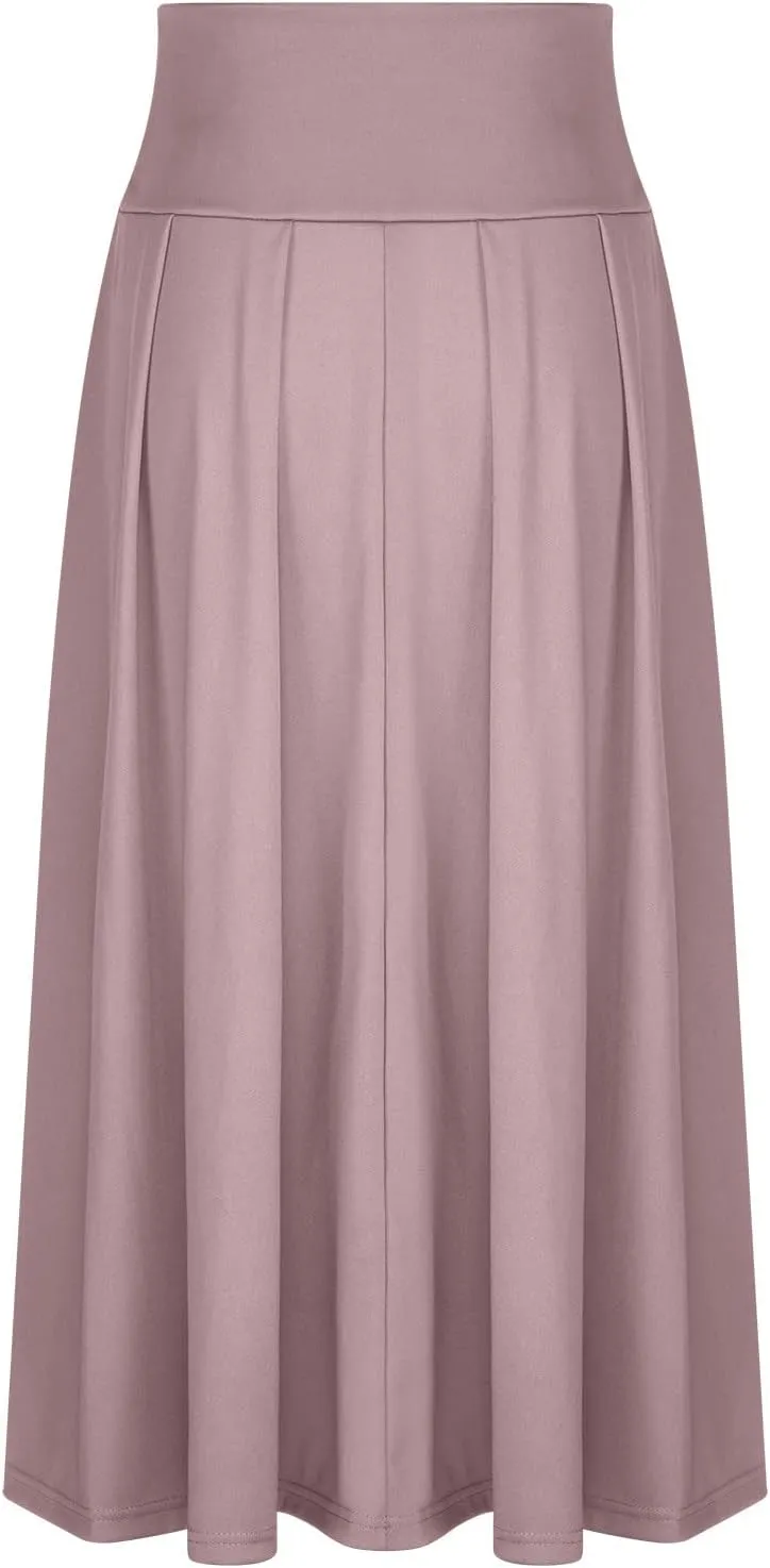 JOAU Women Casual Maxi Skirts Self Bowknot Front Elastic High Waisted Flowy Swing A-Line Lightweight Pleated Long Skirt