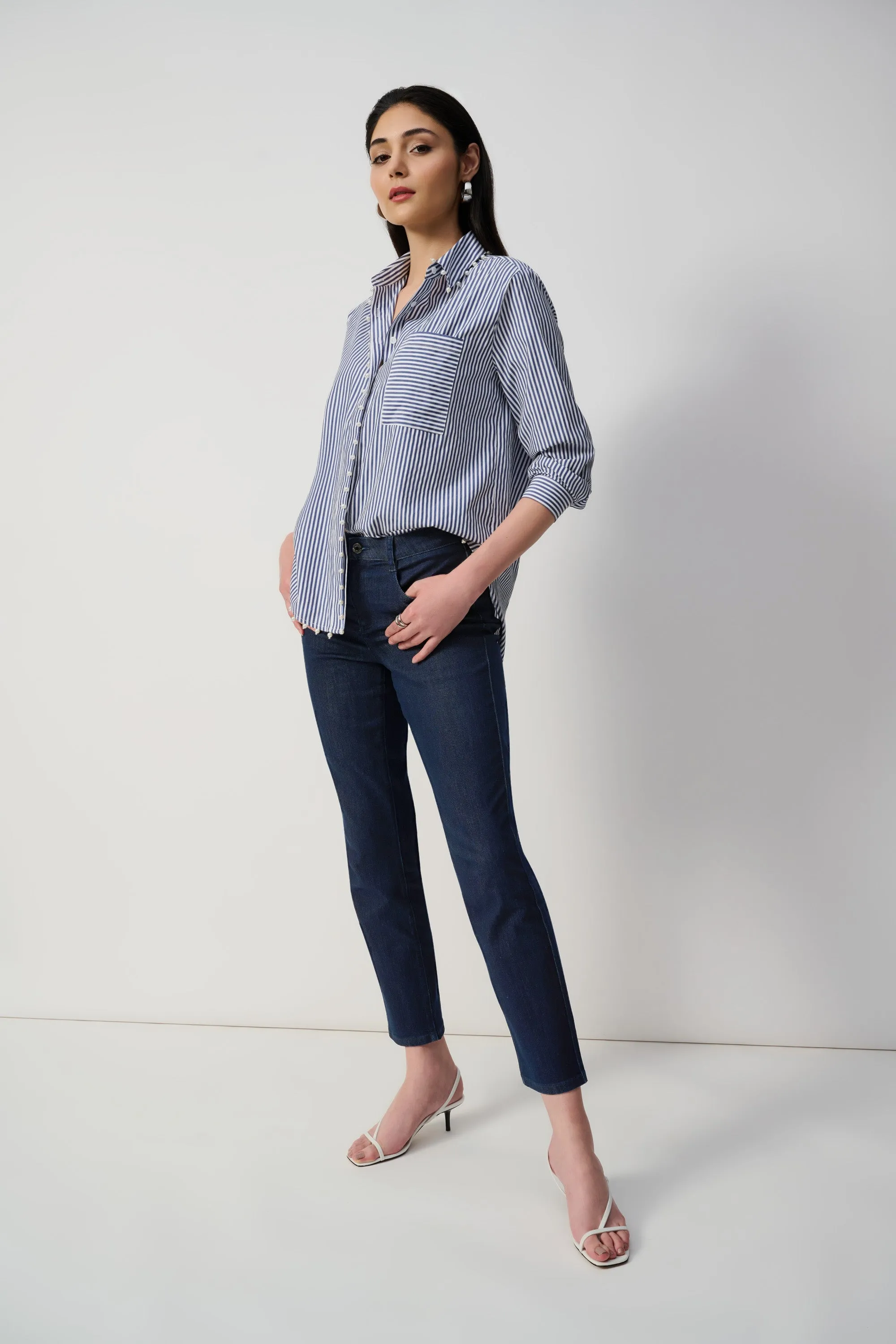 Joseph Ribkoff Gia Classic Slim Fit Stretch Jeans - Dark Denim Blue
